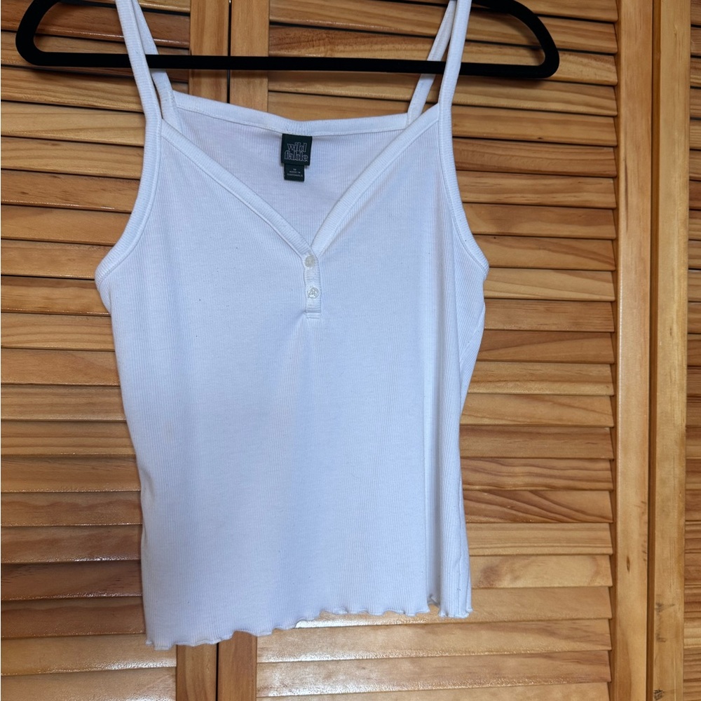 White Ribbed Tank Top